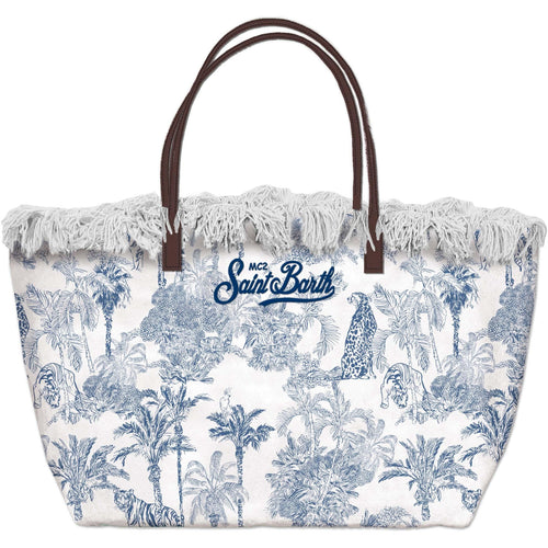 MC 2 SAINT BARTH Borsa   CITY BAG FRINGE CANVAS JUNGLE OCEANIA 01 