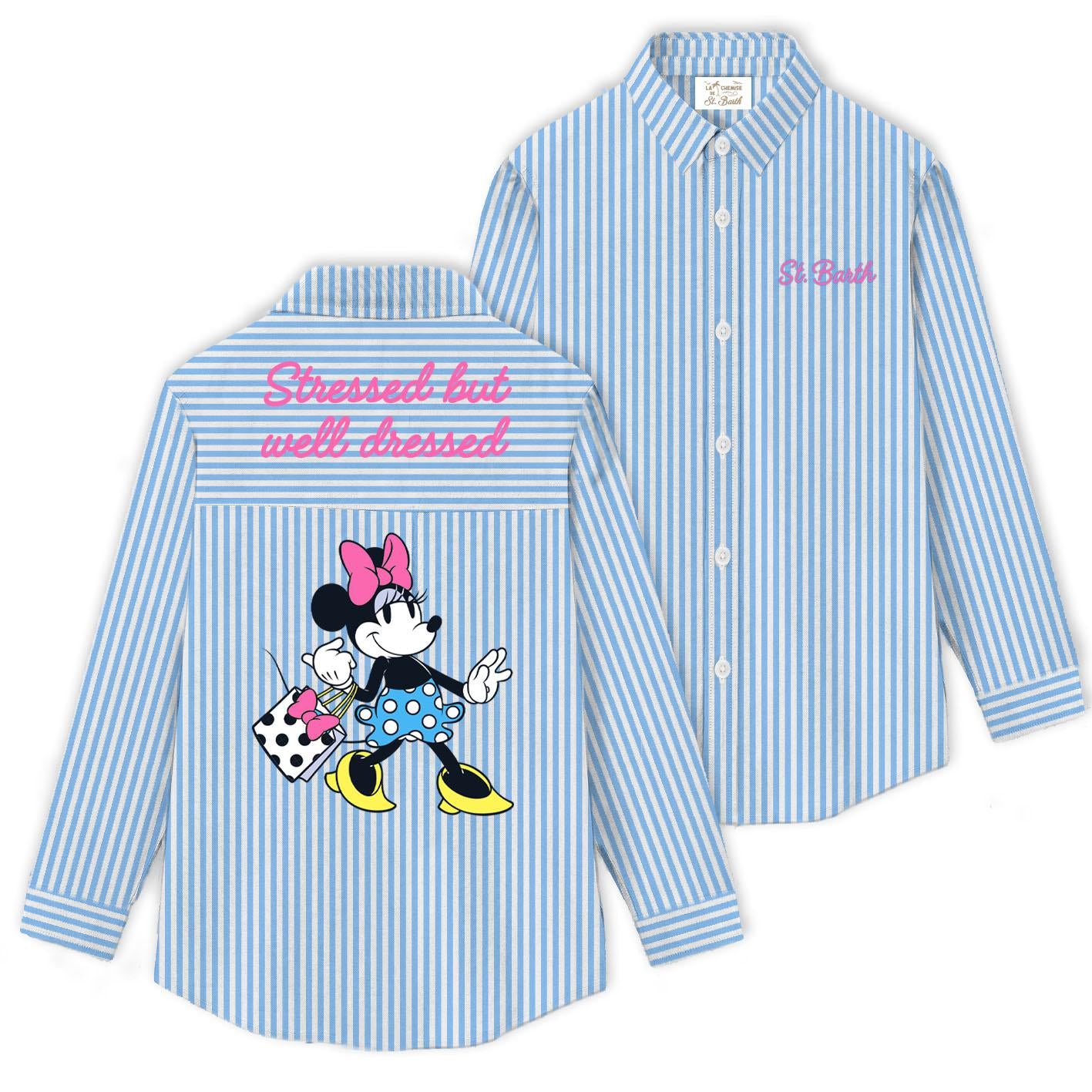 MC 2 SAINT BARTH Camicia   BRIGITTE EMBRY COTTON STRIPES V MINNIE DRESSE 