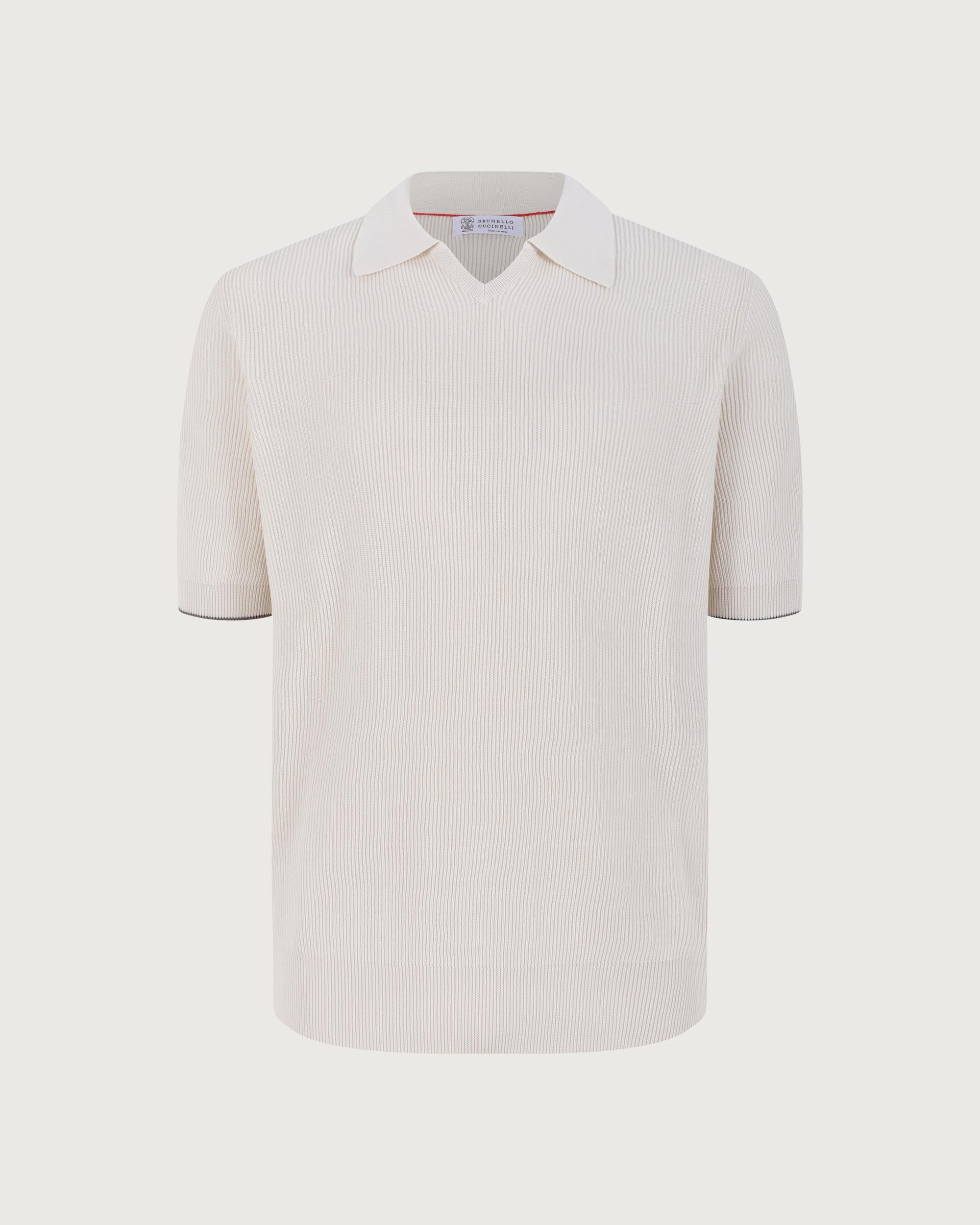 Brunello Cucinelli Polo English white+nocciola  M29400015 CSG56 
