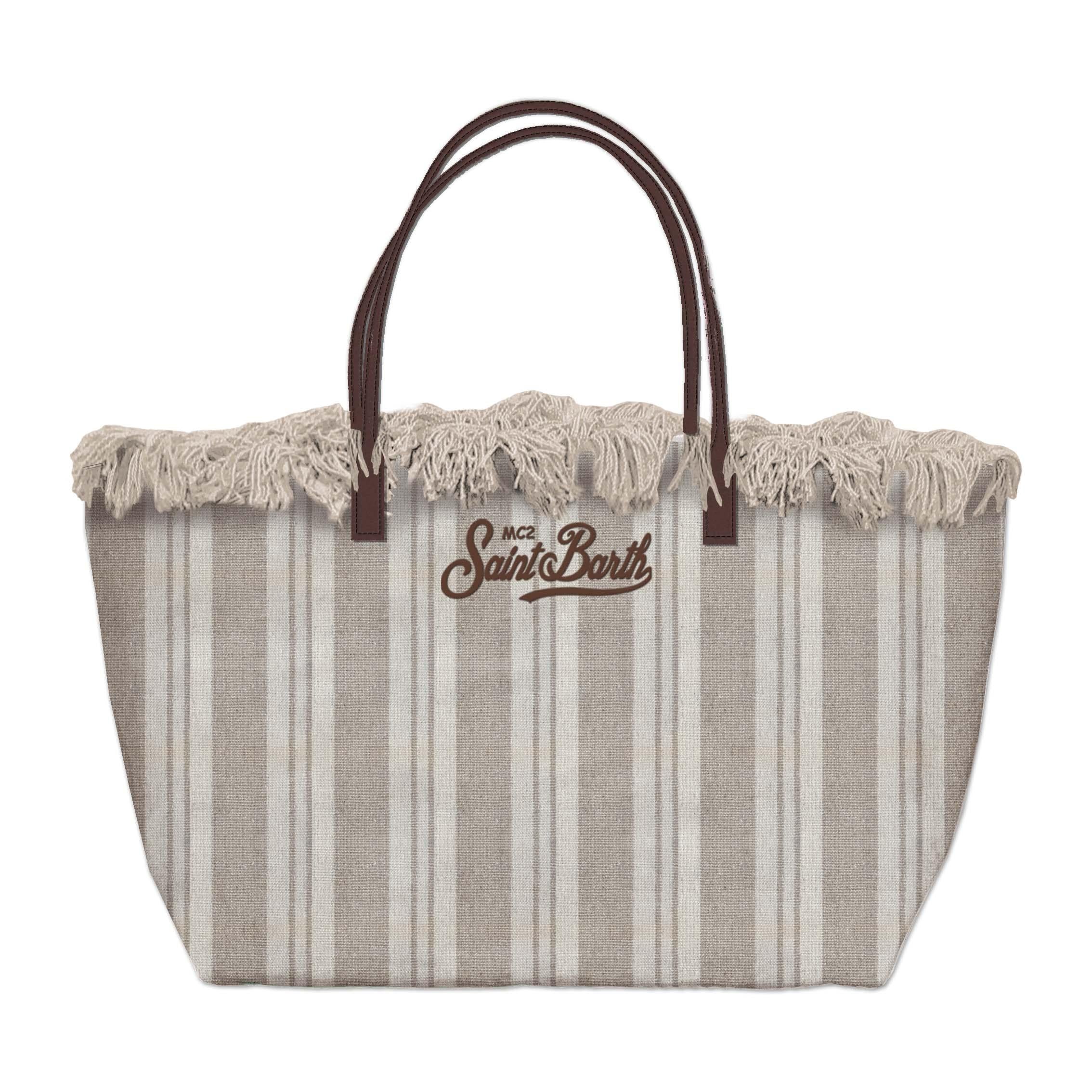 MC 2 SAINT BARTH Borsa   CITY BAG MID FRINGE DOUBLE STRIPES V 1118 EMB 