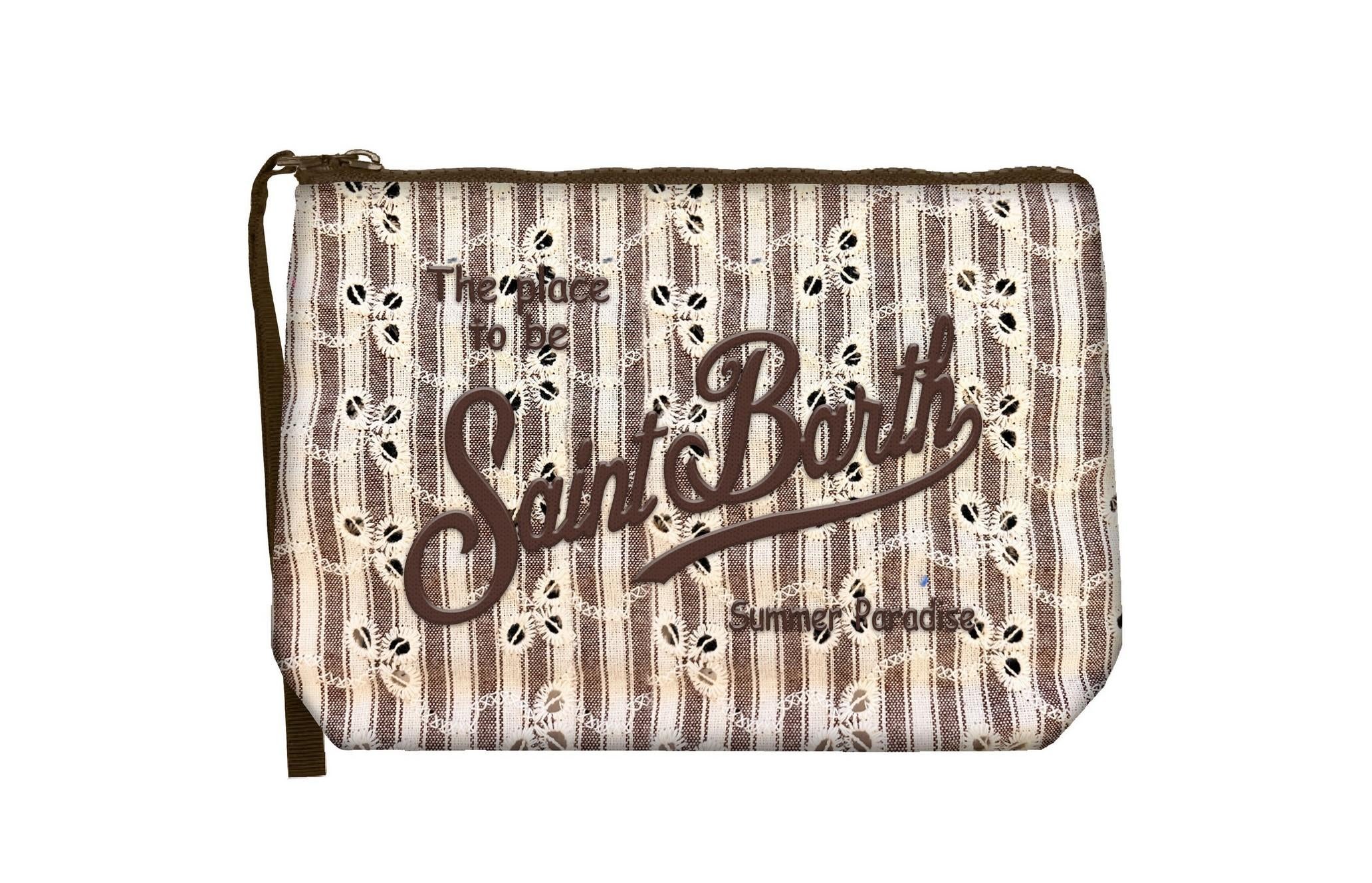 MC 2 SAINT BARTH Pochette   ALINE SANGALLO STRIPED COTTON MINI FLOWERS EM 