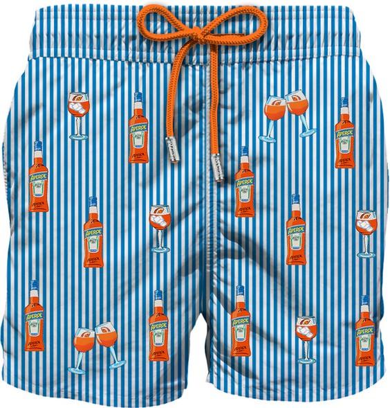 MC 2 SAINT BARTH Costume   GUSTAVIA EMBROIDERY APEROL SPRITZ STRIPES S 17 