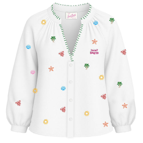 MC 2 SAINT BARTH Camicia   LIONA COTTON ALLOVER SEA 01 EMB 